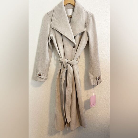 AVEC LES FILLES Belted Envelope Collar Coat Size XL. NWT - Picture 2 of 6